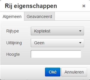 Rij eigenschappen